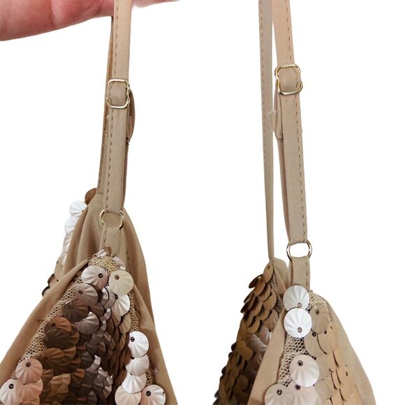 CeCe Sequin Dress Gatsby Flapper 20s Sexy Party Blush Gold Bohemian Luxe sz 14 - Picture 9 of 16